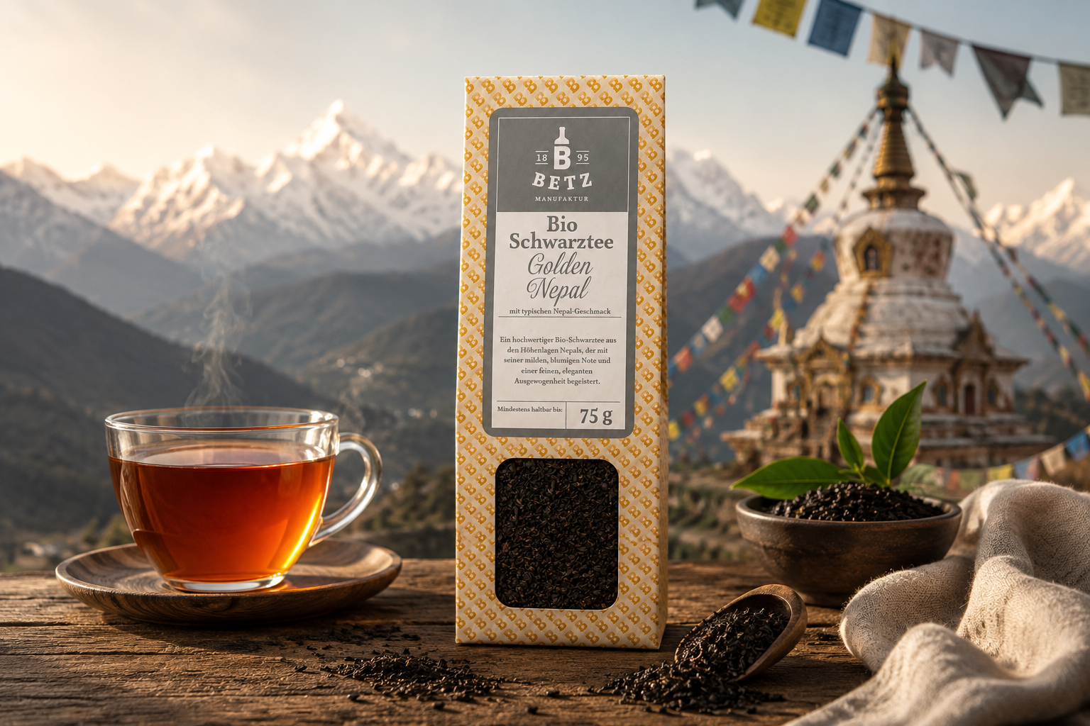 BIO Schwarztee Golden Nepal in Präsentkartonage