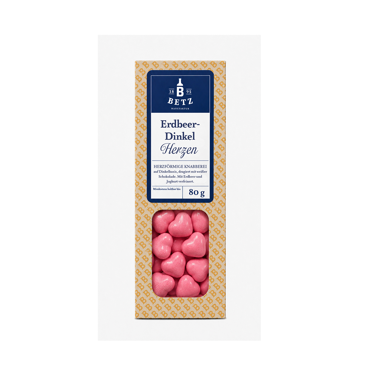 Erdbeer-Dinkel-Herzen 80 g in Präsentkartonage