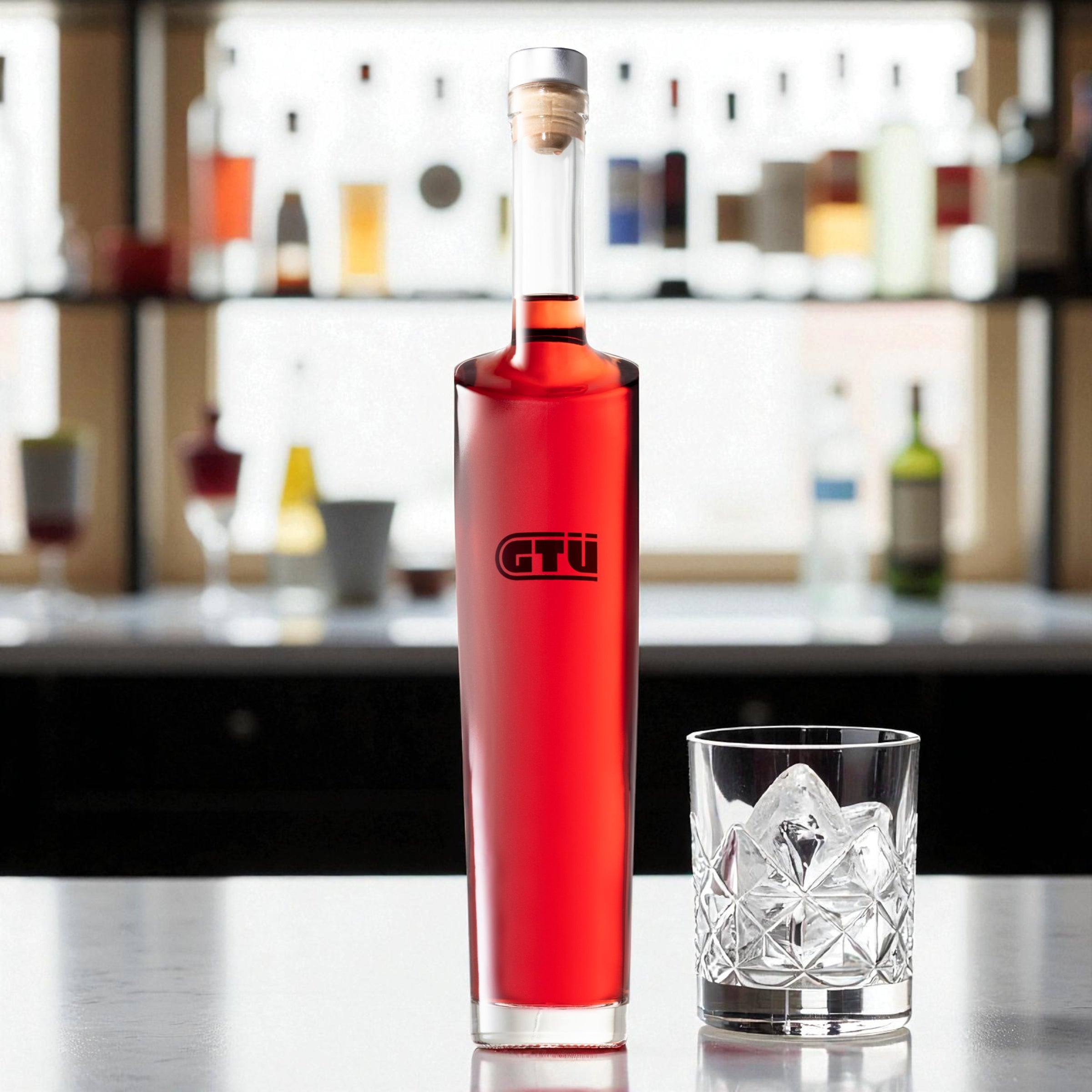 Roter Weinbergpfirsich-Likör 25 % vol. in Schmuckflasche Bali