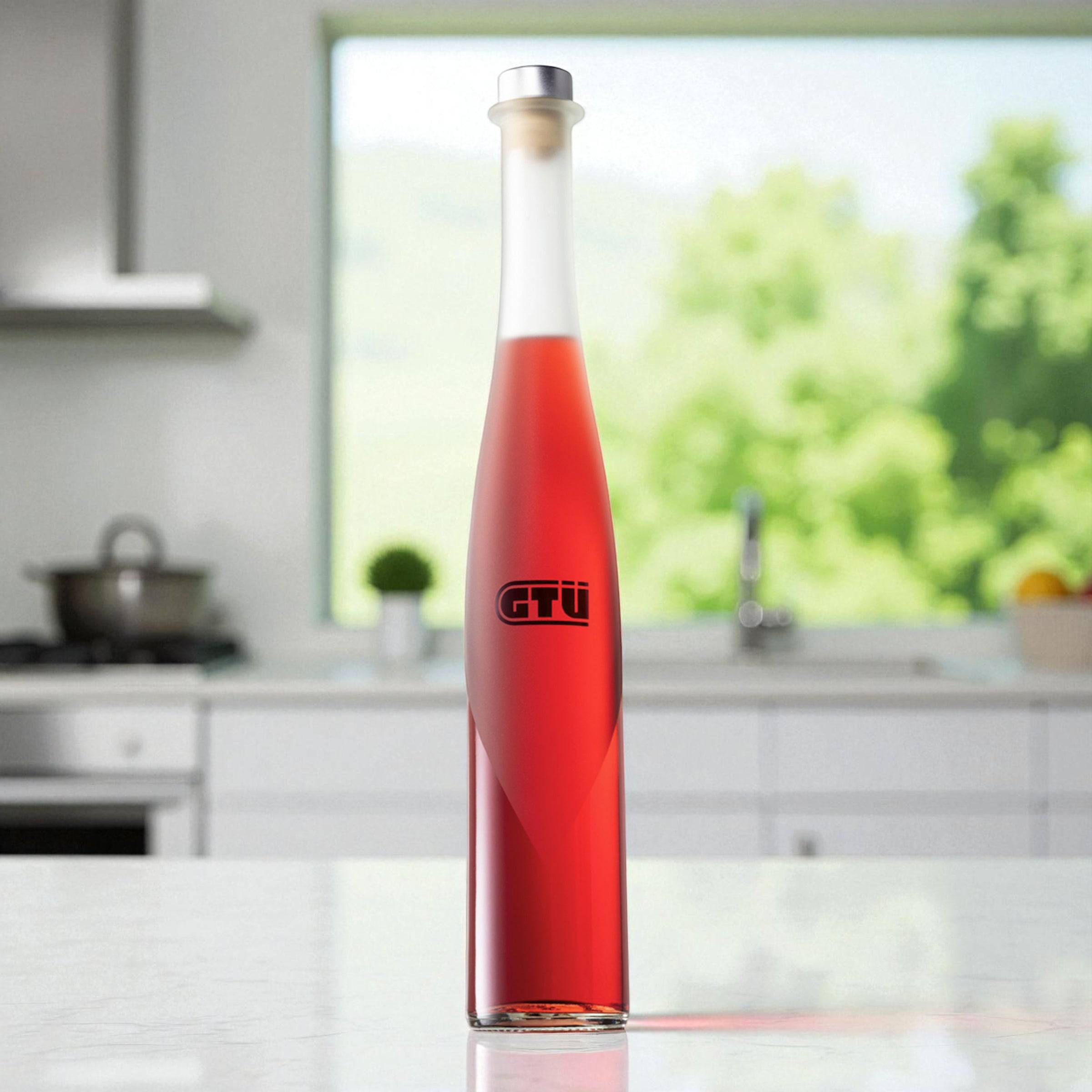 Roter Weinbergpfirsich-Likör 25 % vol. in Schmuckflasche Renana 0,5 l