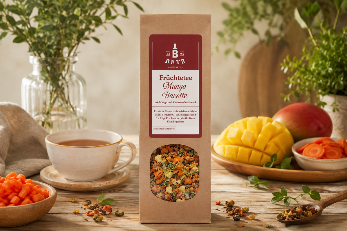 Früchtetee "Mango Karotte" in Papiertüte