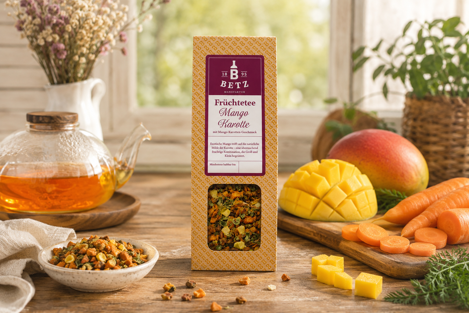 Früchtetee "Mango Karotte" in Präsentkartonage