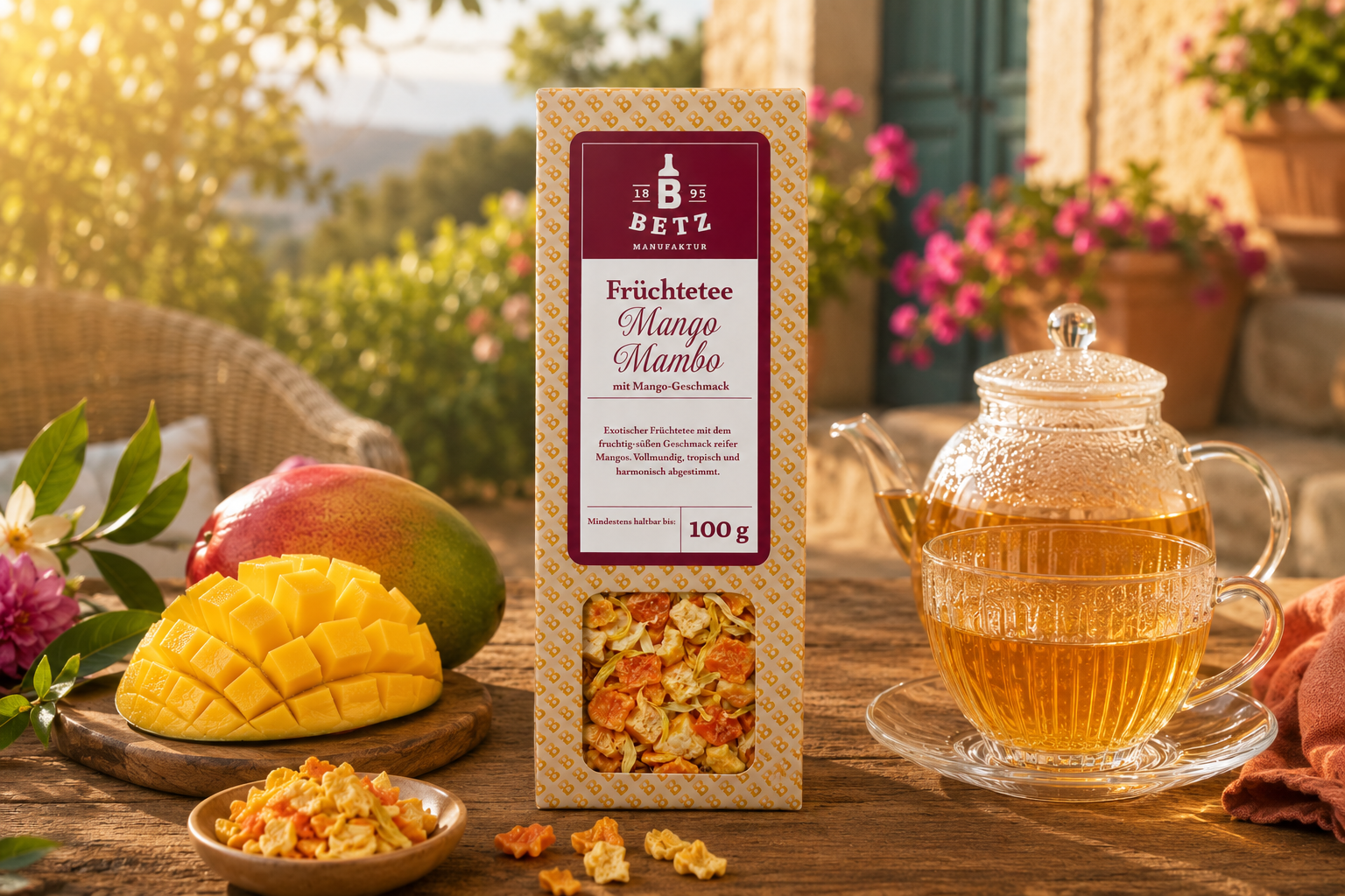 Früchtetee "Mango Mambo" in Präsentkartonage