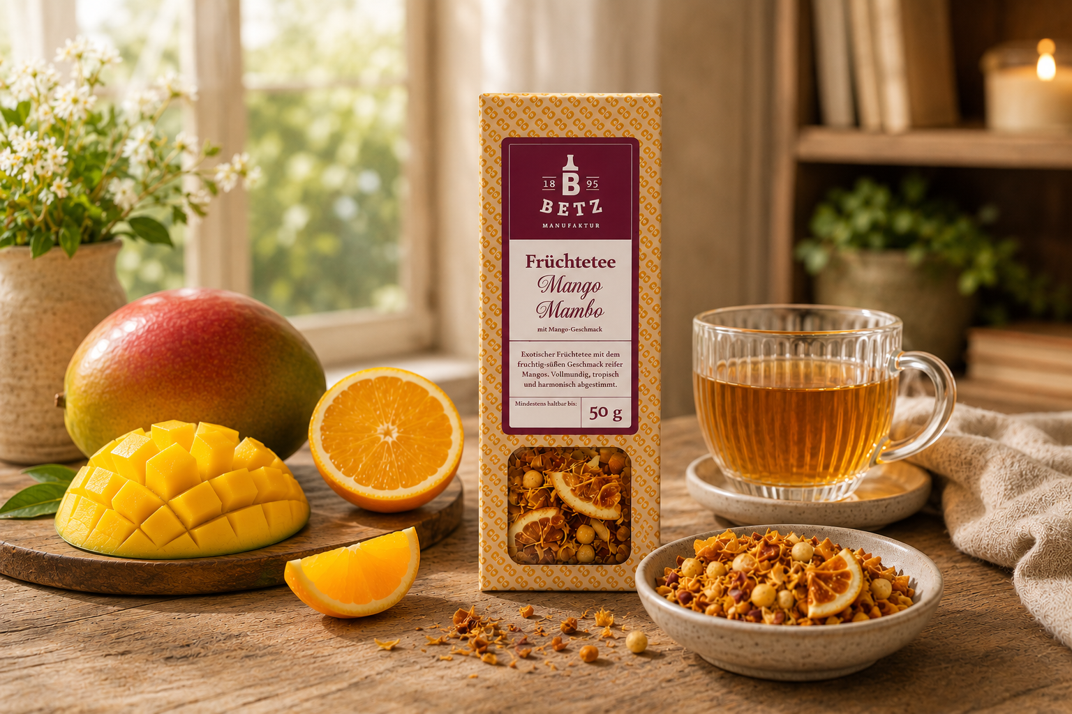 Früchtetee "Mango Mambo" in Präsentkartonage