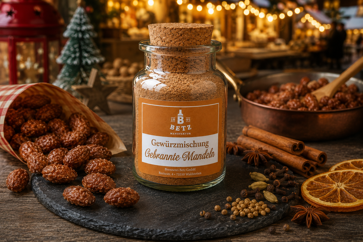 Gebrannte Mandeln Gewürz im Korkenglas, 70 g