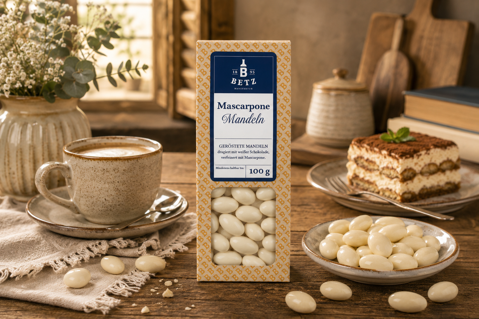 Mascarpone-Mandeln 100 g in Präsentkartonage