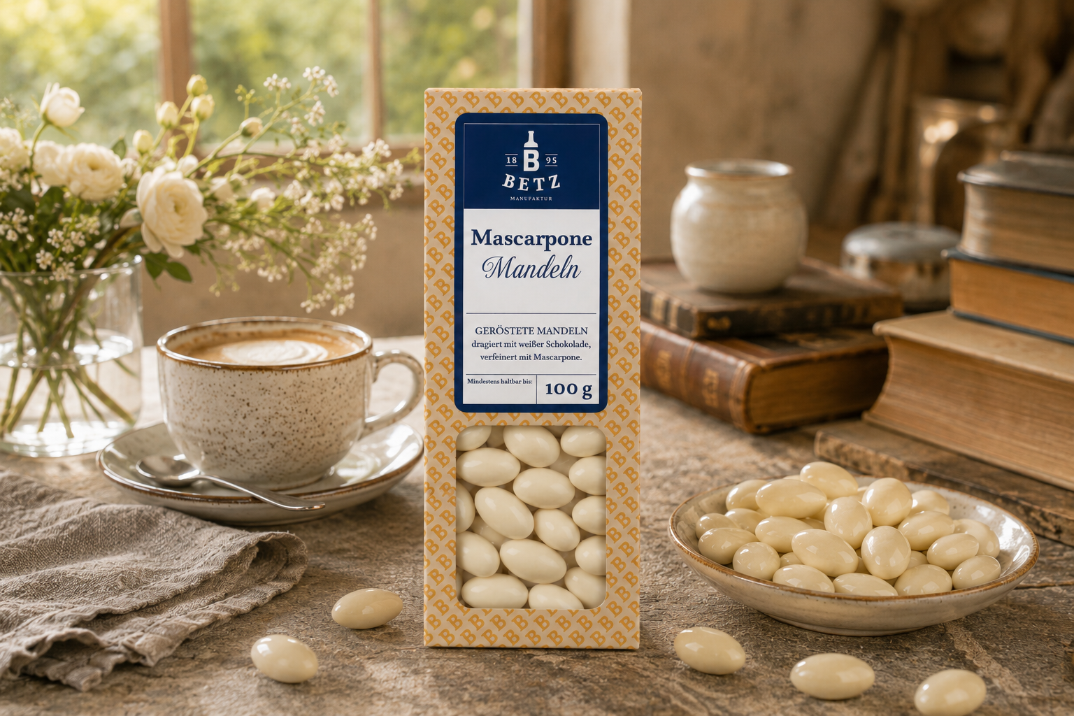 Mascarpone-Mandeln 100 g in Präsentkartonage