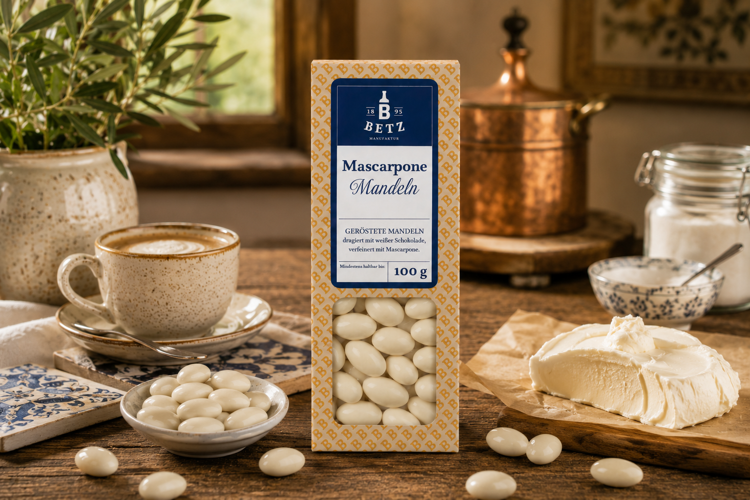 Mascarpone-Mandeln 100 g in Präsentkartonage