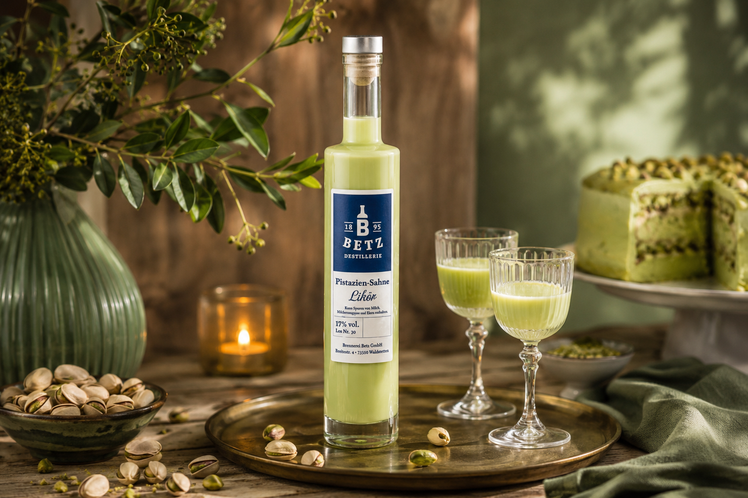 Pistazien-Sahne-Likör, 17 % vol.