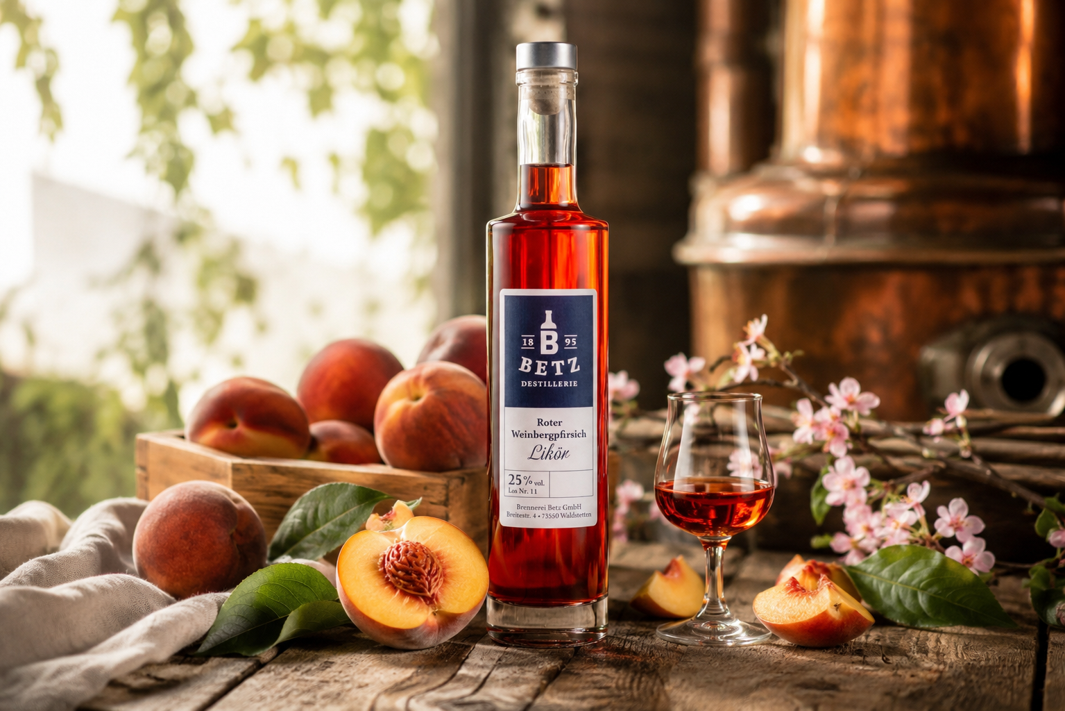 Roter Weinbergpfirsich-Likör, 25 % vol.
