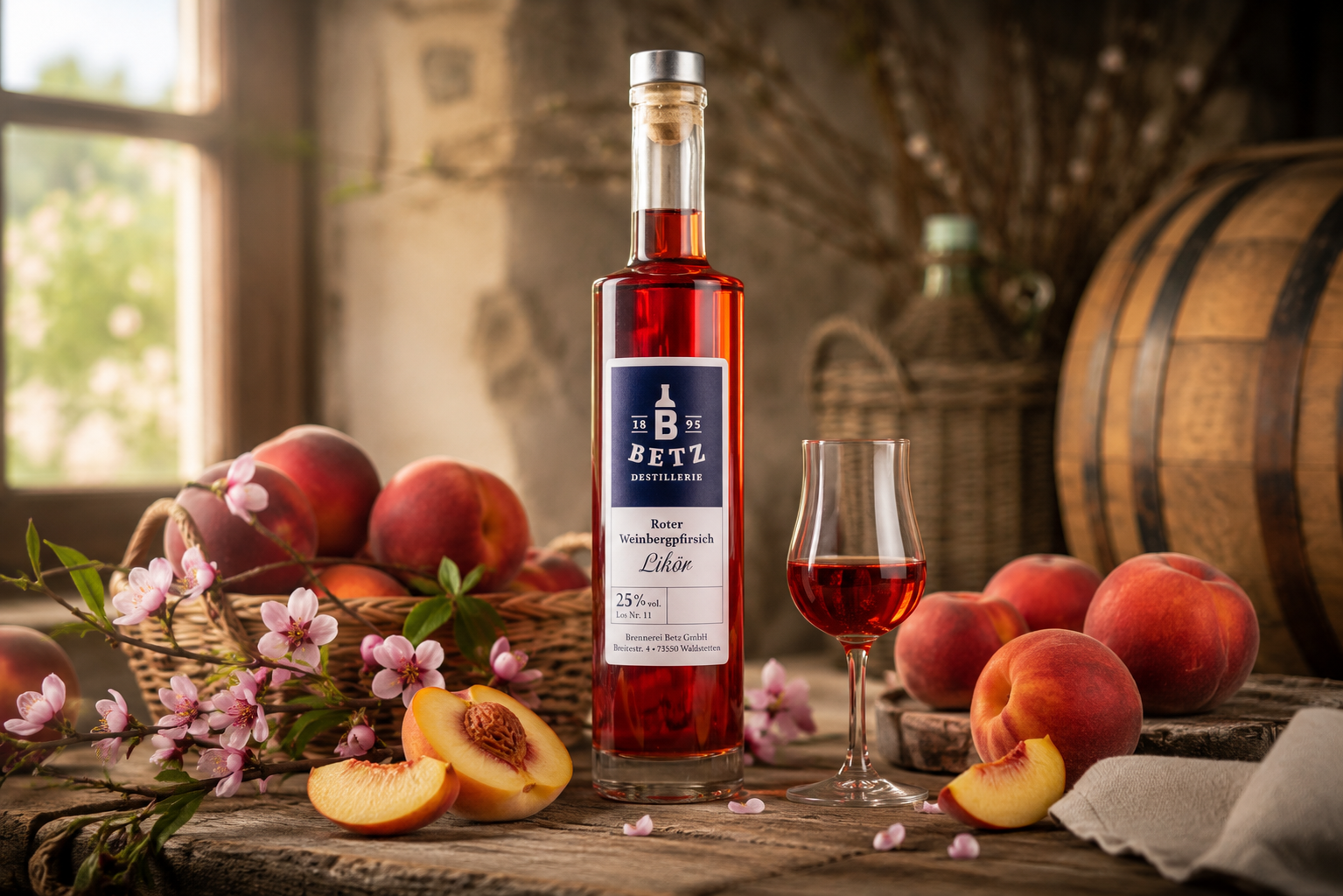 Roter Weinbergpfirsich-Likör, 25 % vol.