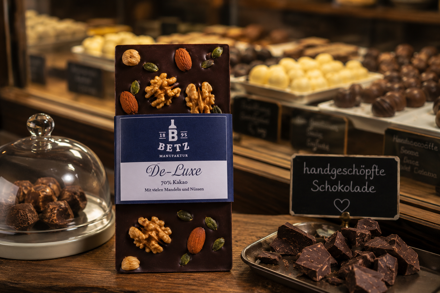 Schokolade "De-Luxe" Zartbitter 100 g, handgeschöpft