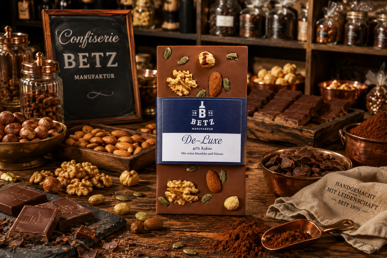 Schokolade "De Luxe" Vollmilch 100 g, handgeschöpft