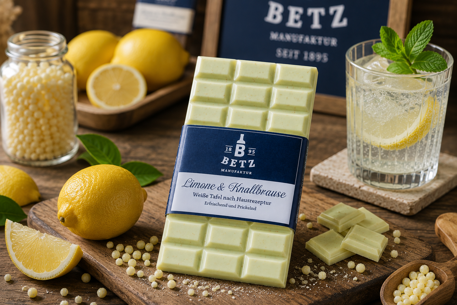 Schokolade "Limone & Brause" 100 g, handgeschöpft