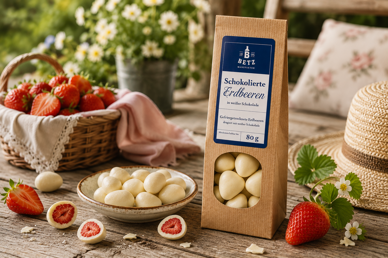 Schokolierte Erdbeeren 80 g in Papiertüte