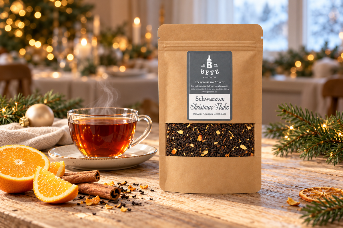 Schwarztee „Christmas Flake“ in Mailingtüte 13 g – Weihnachtliches Tee-Give-away