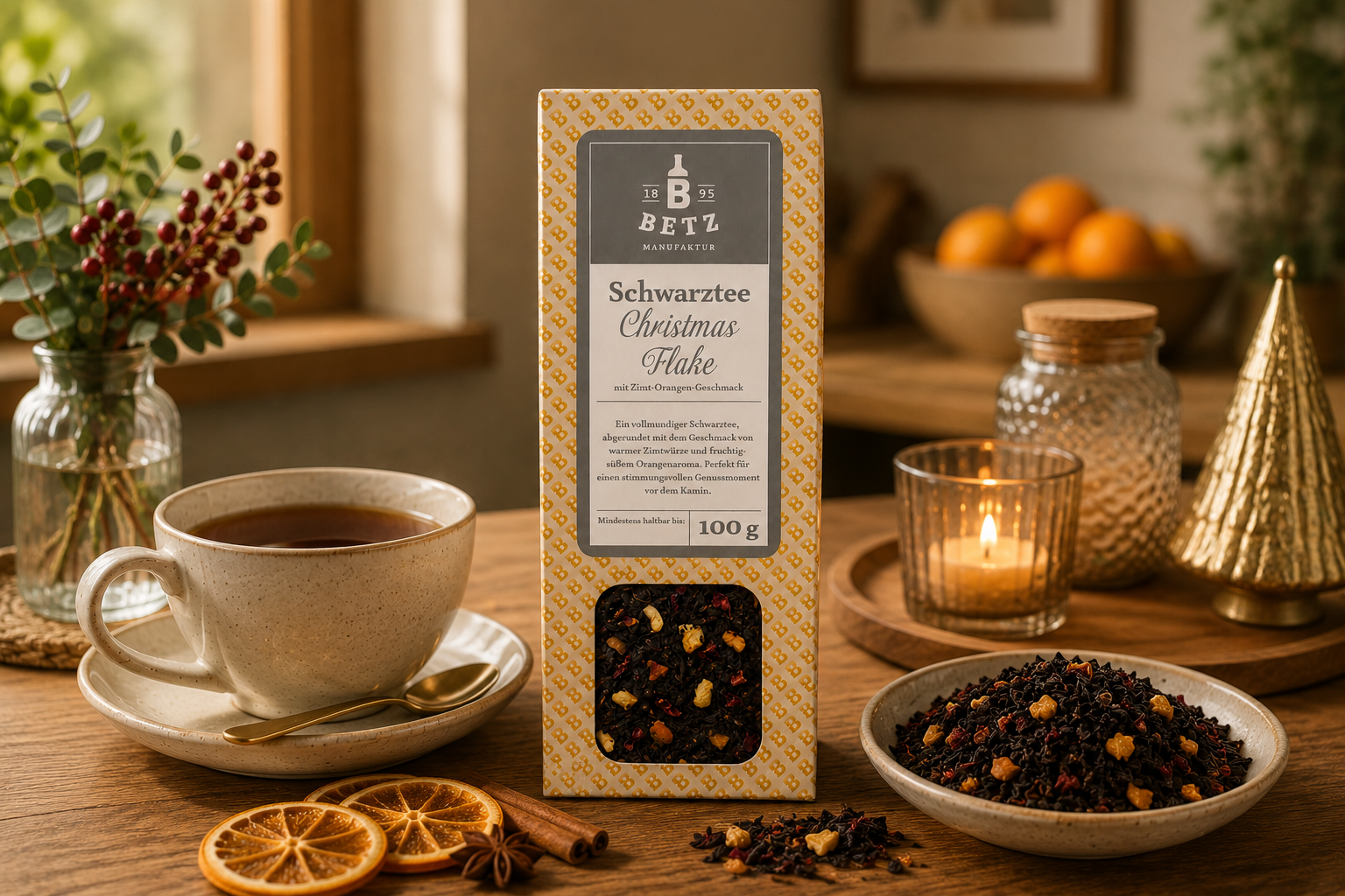 Schwarztee "Christmas Flake" in Präsentkartonage
