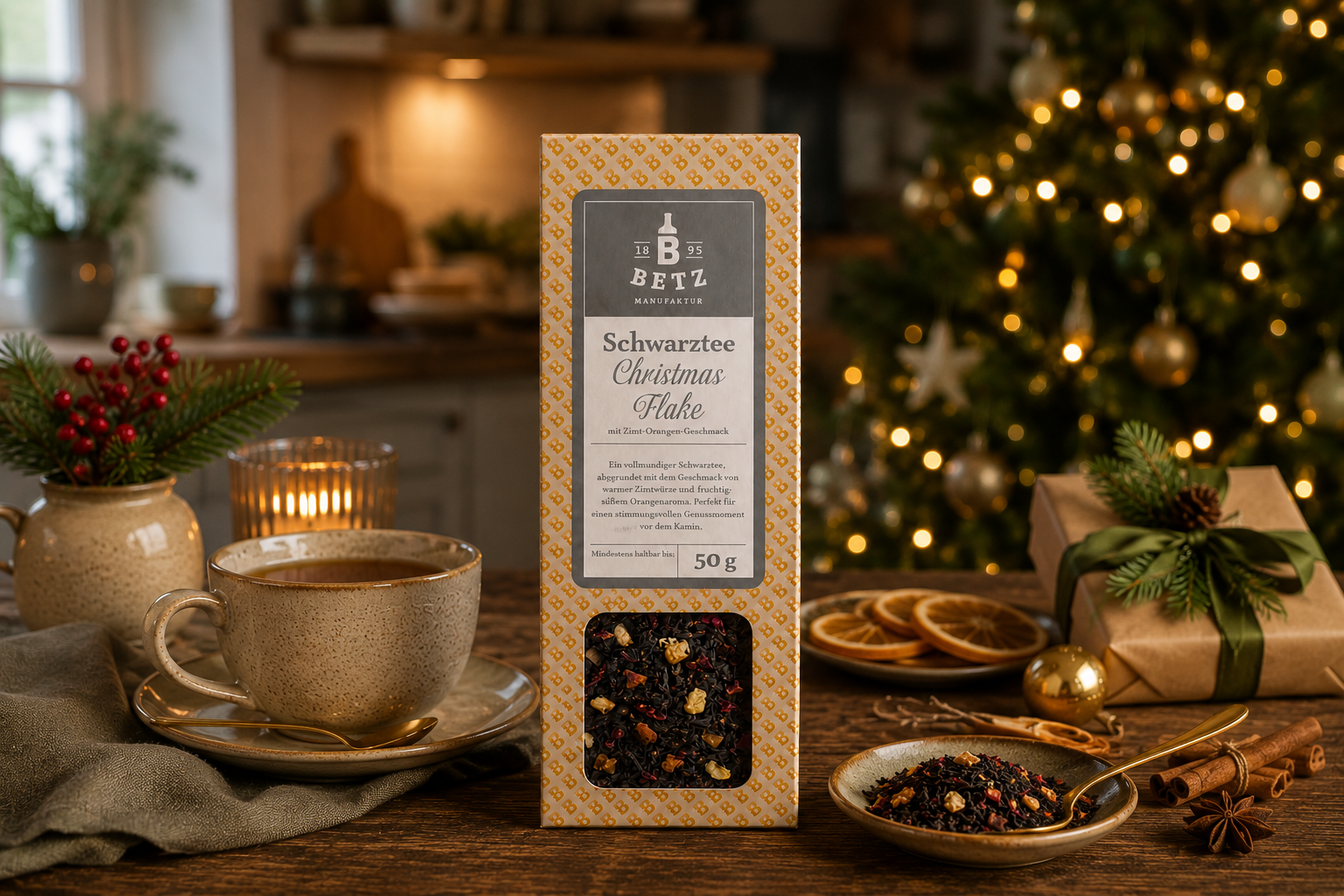 Schwarztee "Christmas Flake" in Präsentkartonage