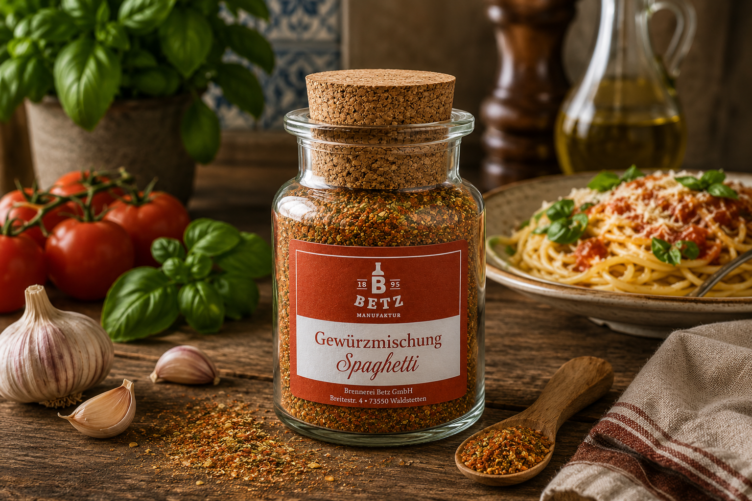Spaghetti Gewürzmischung im Korkenglas, 85 g