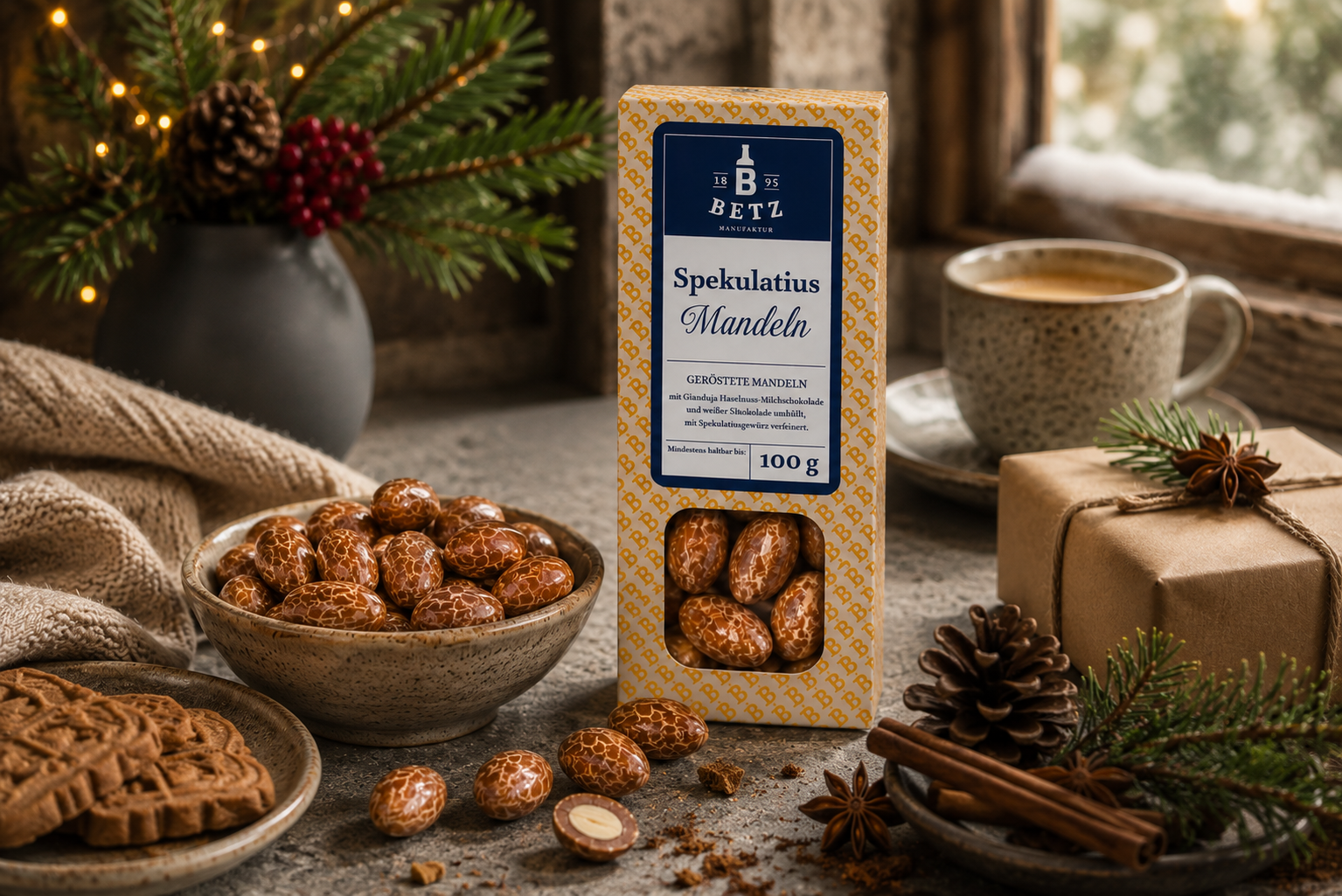 Spekulatius-Mandeln 100 g in Präsentkartonage