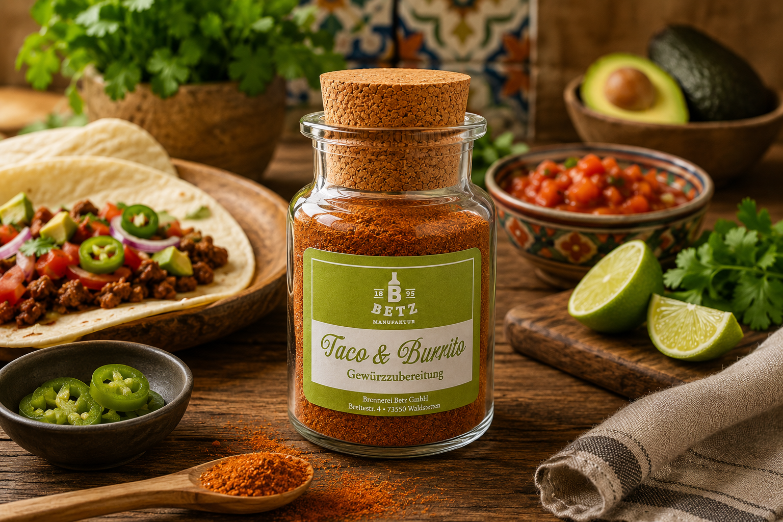 Taco & Burrito Gewürzmischung im Korkenglas, 70 g