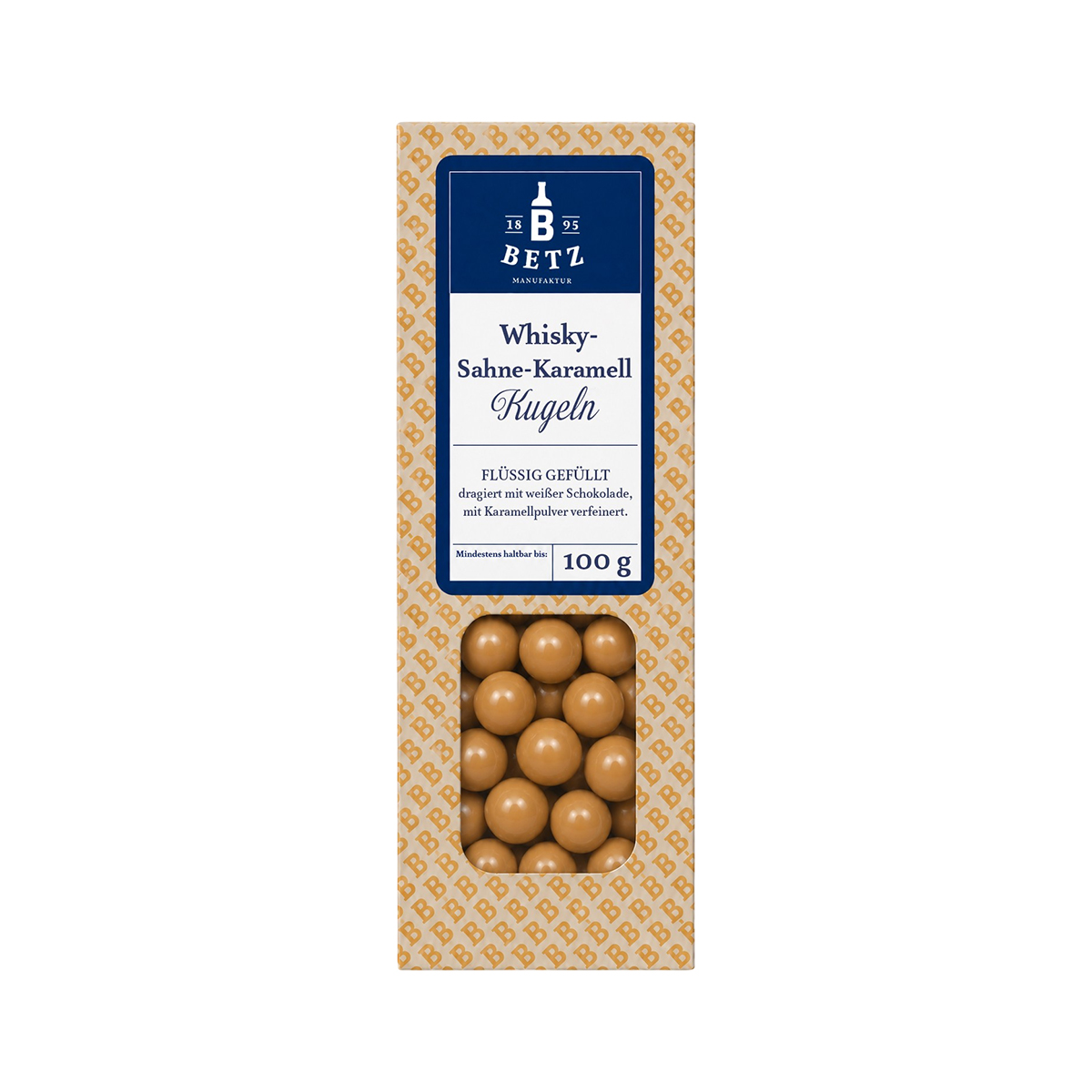 Whisky-Sahne-Karamell-Kugeln 100 g in Präsentkartonage