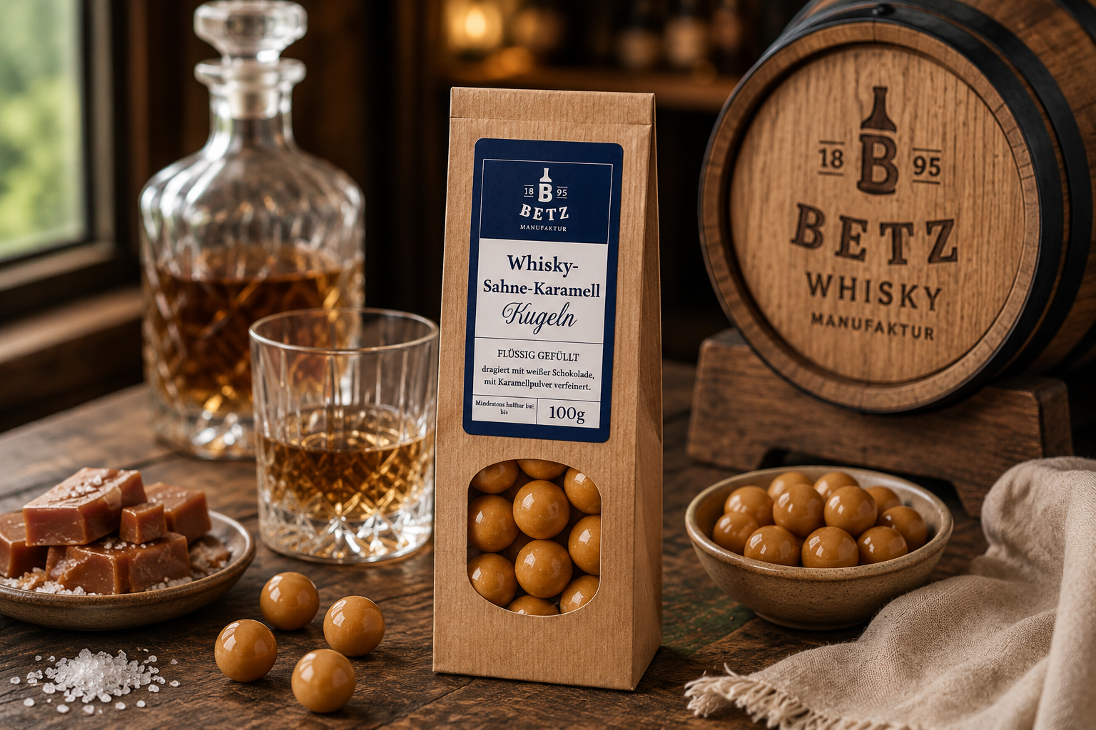 Whisky-Sahne-Karamell-Kugeln 100 g in Papiertüte