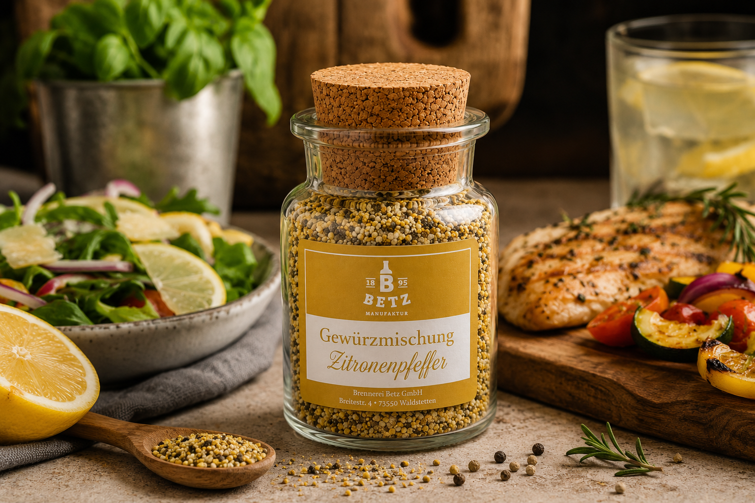 Zitronenpfeffer im Korkenglas, 90 g
