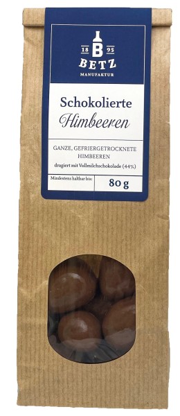 Schokolierte Himbeeren mit Vollmilchschokolade 80 g