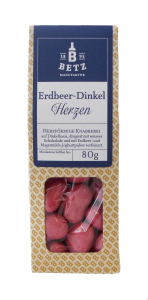 Erdbeer-Dinkel-Herzen 80 g in Präsentkartonage