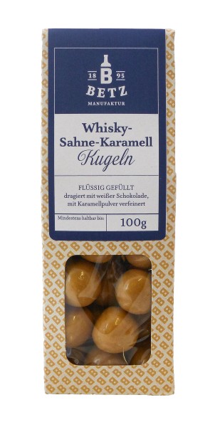 Whisky-Sahne-Karamell-Kugeln 100 g in Präsentkartonage