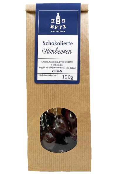 Schokolierte Himbeeren mit Zartbitterschokolade 100 g - VEGAN